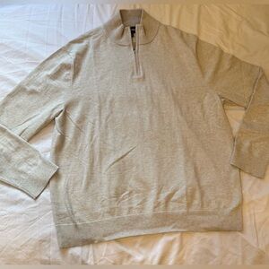 Bonobos Washable Cotton Cashmere Quarter Zip Sweater Grey XL NWOT